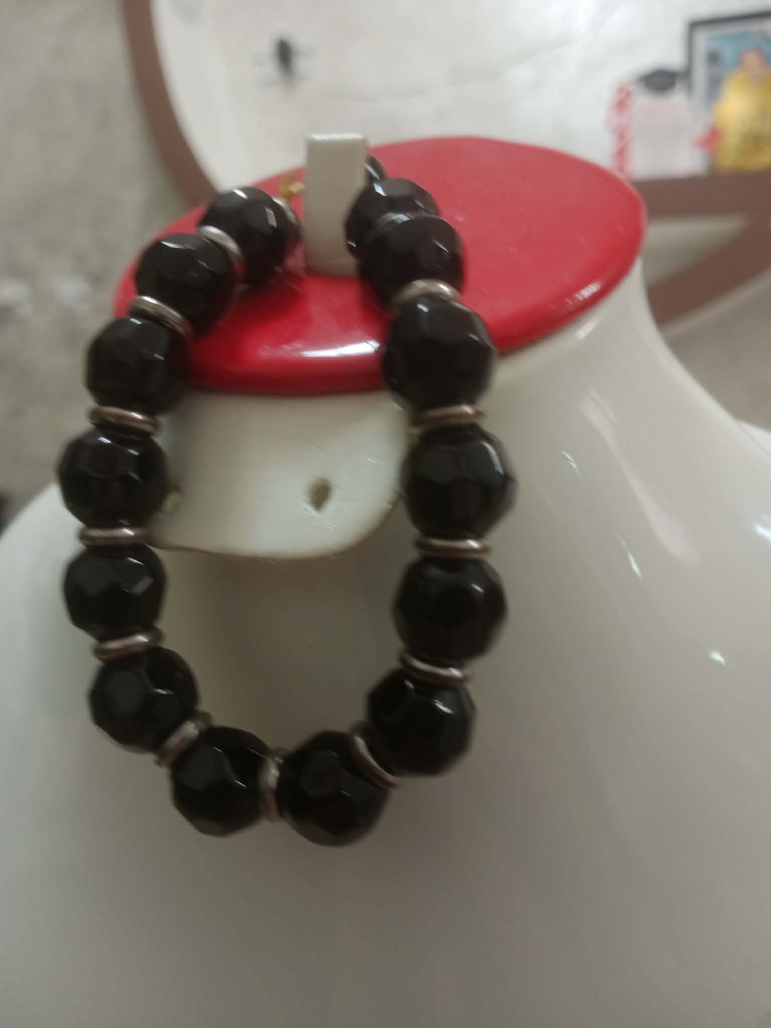 سوار ما أحجار عقيق اسود طبيعي