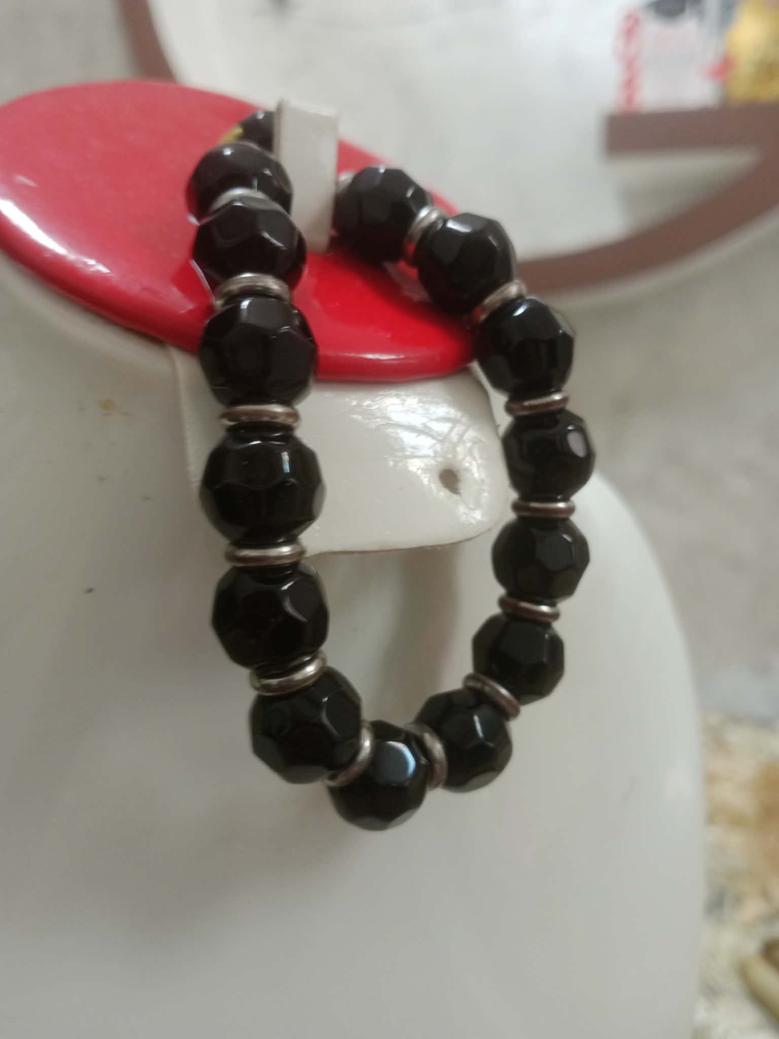 سوار ما أحجار عقيق اسود طبيعي