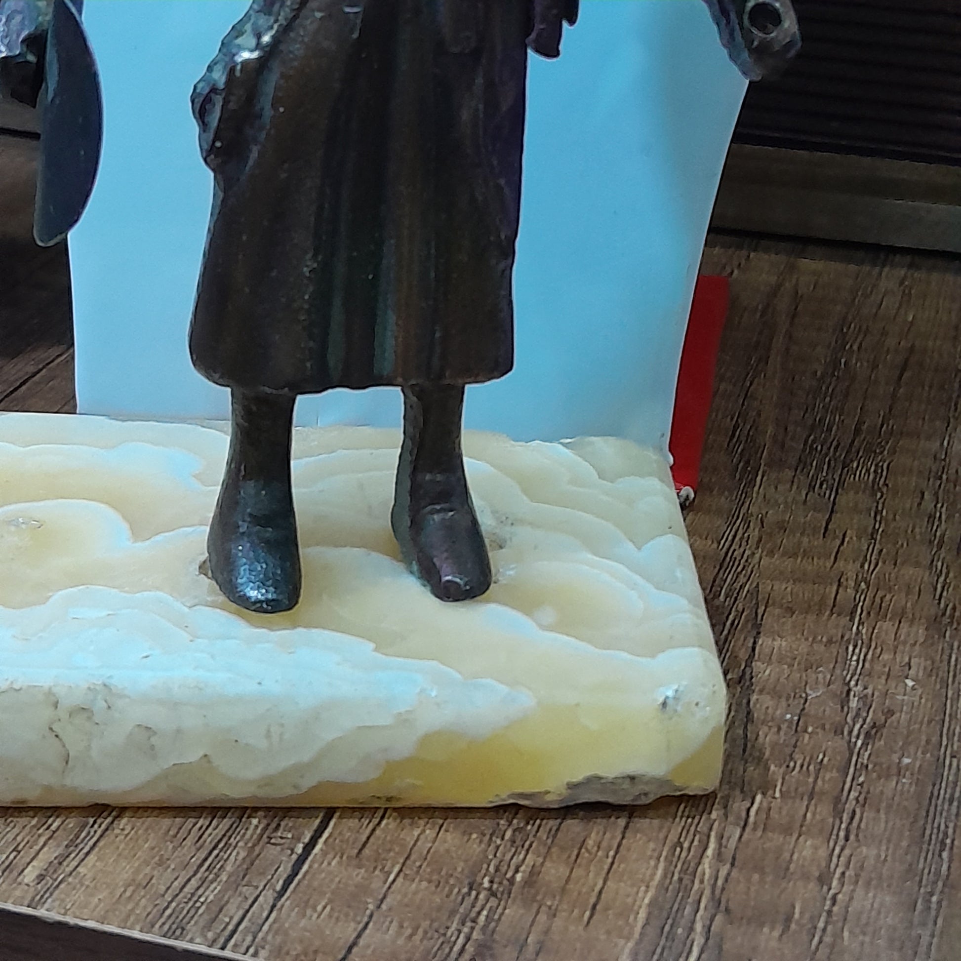 Vintage Handmade Metal Statue, Middle East Asian Man on stone base 15cm