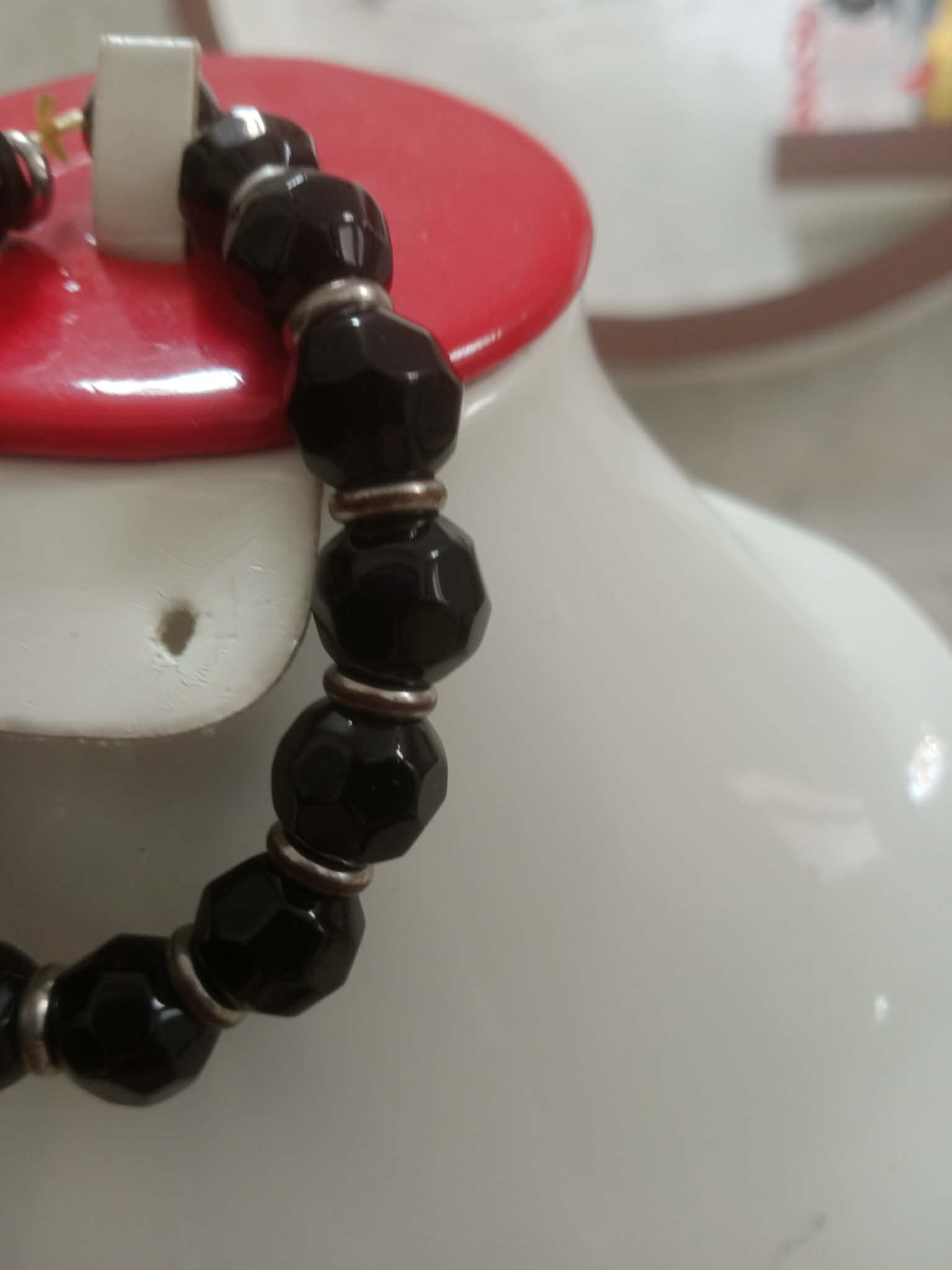 سوار ما أحجار عقيق اسود طبيعي
