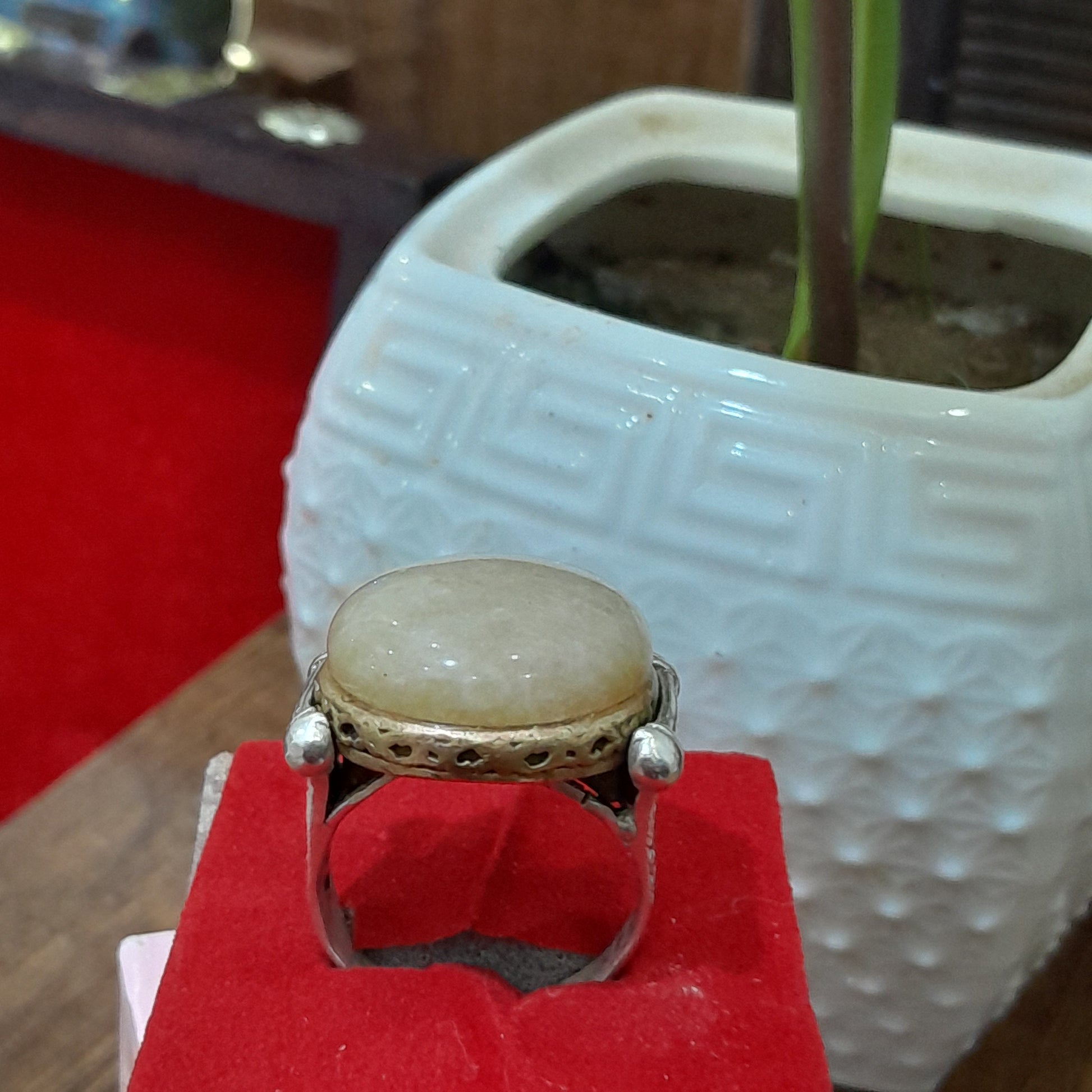 خاتم فضة بحجر عقيق طبيعي