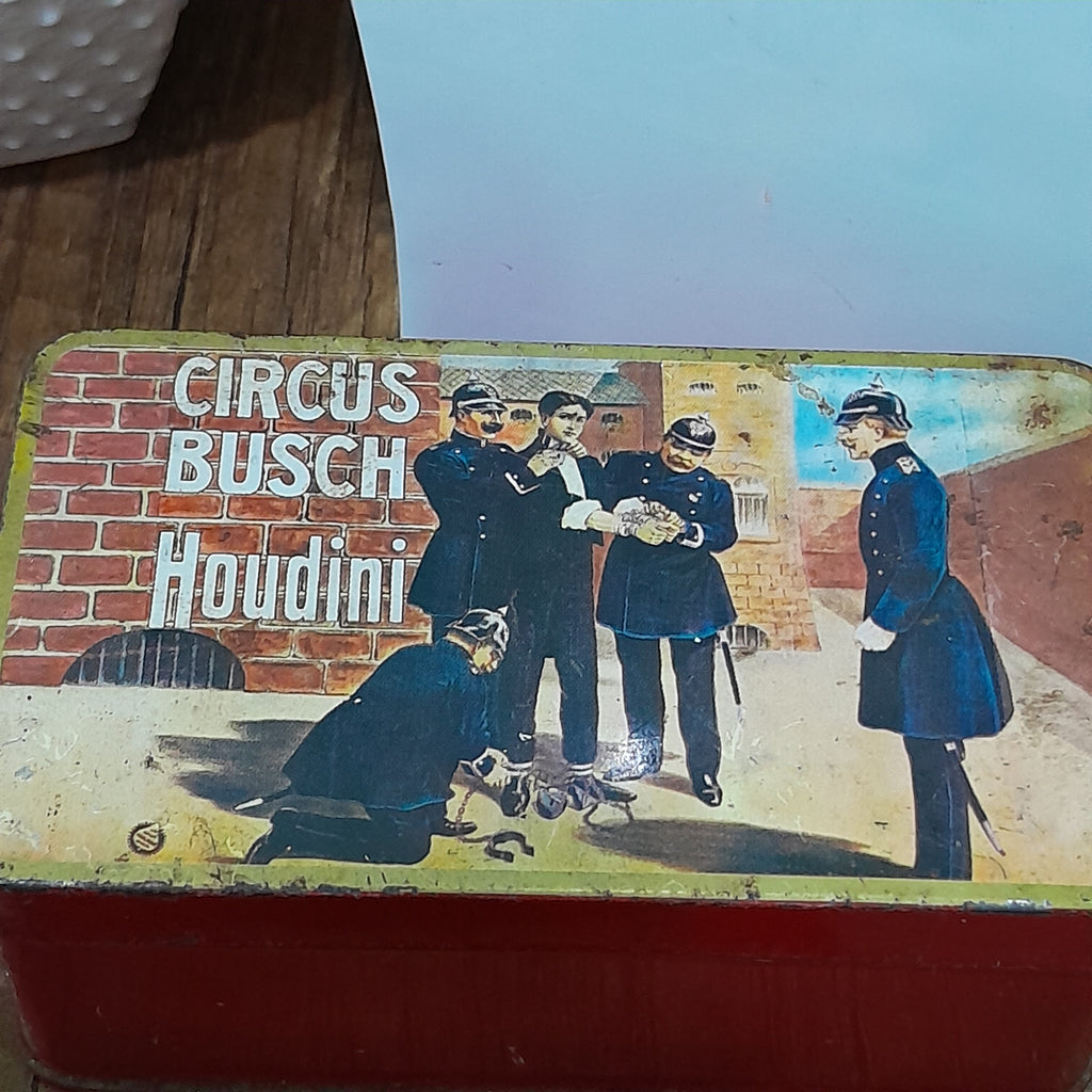Boîte à bonbons publicitaire pour le cirque houdini busch