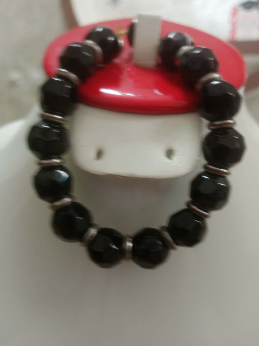سوار ما أحجار عقيق اسود طبيعي