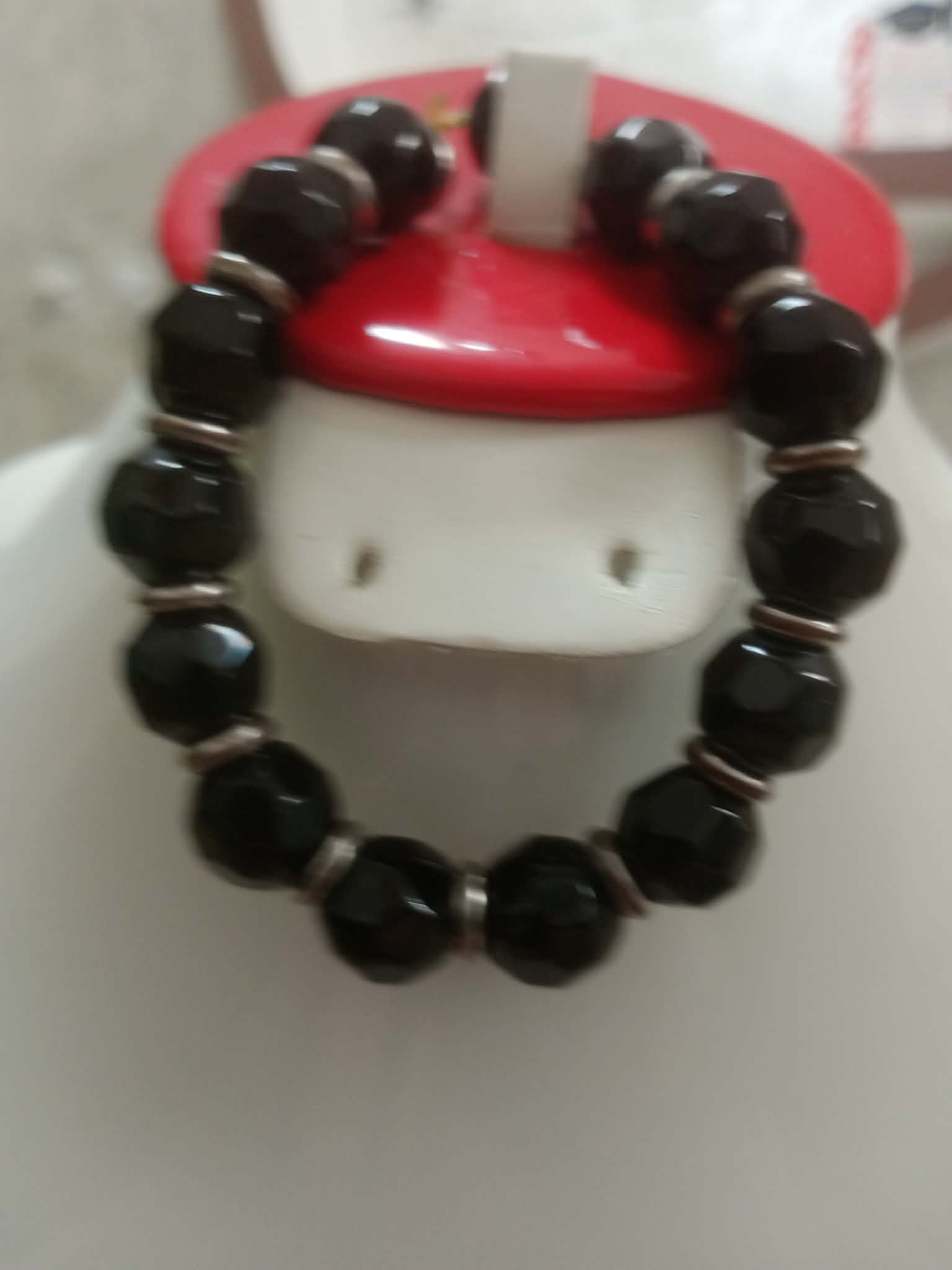 سوار ما أحجار عقيق اسود طبيعي