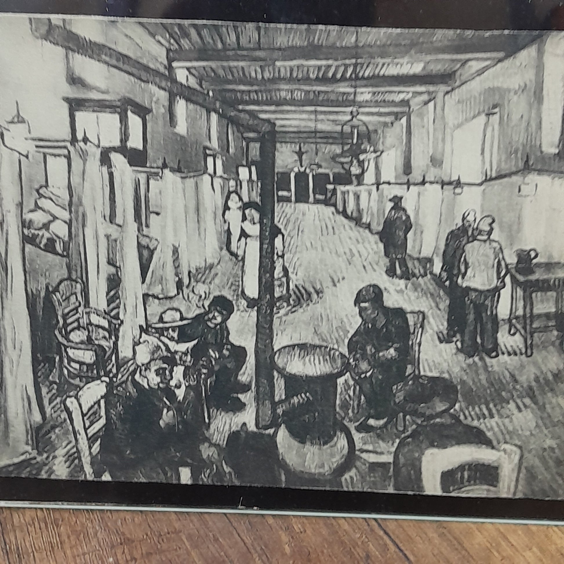 لوحة لجناح في المستشفى بأرل - نسخة بالأبيض والأسود Ward in the Hospital in Arles - Black and White Version