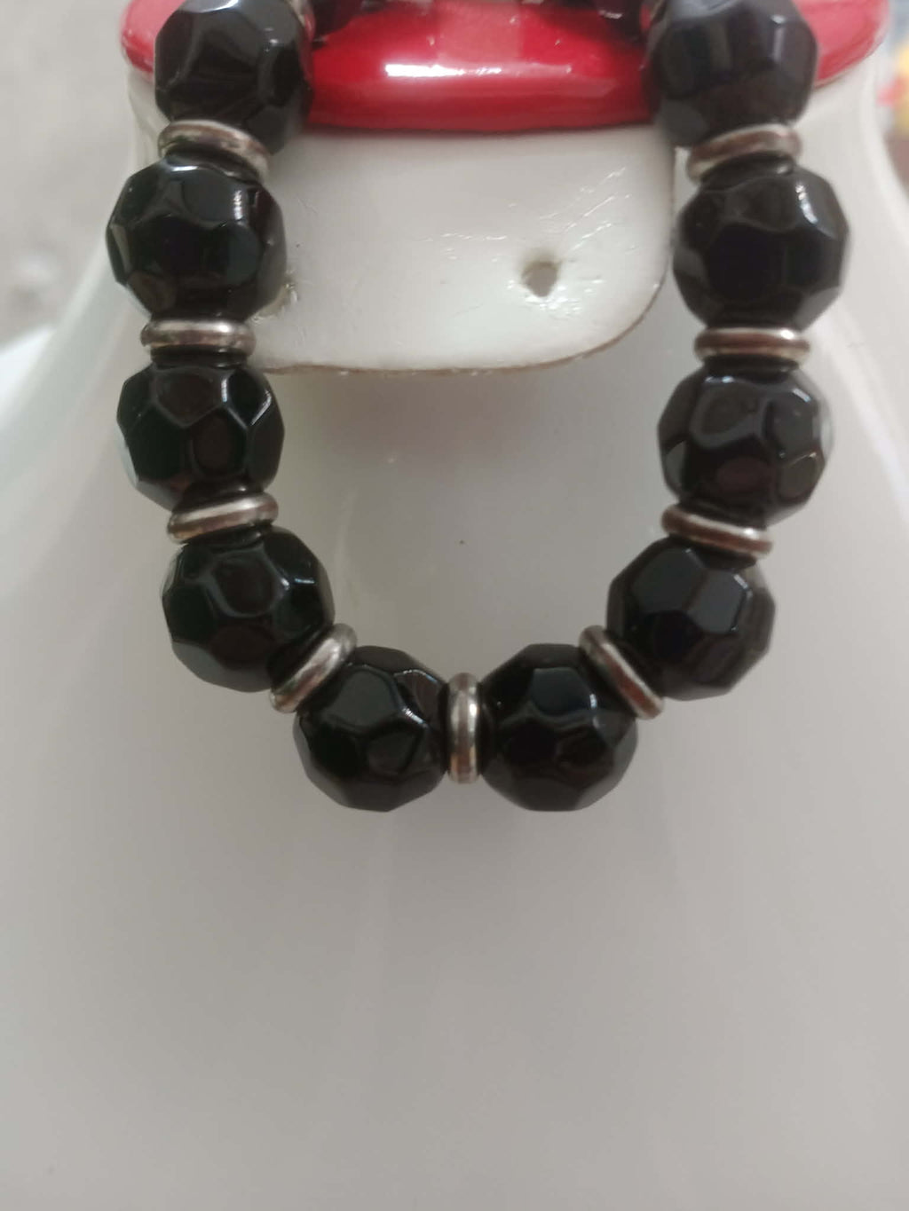 سوار ما أحجار عقيق اسود طبيعي