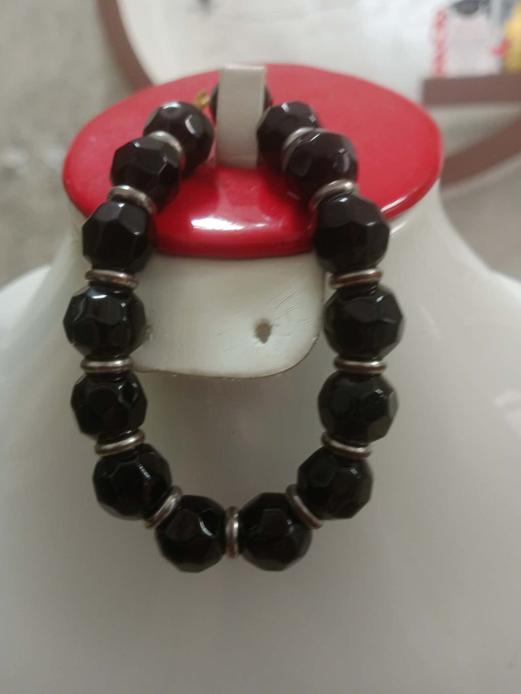 سوار ما أحجار عقيق اسود طبيعي