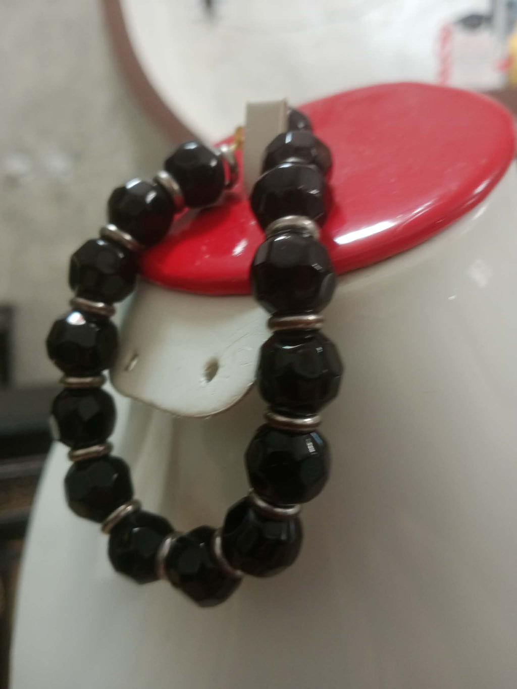 سوار ما أحجار عقيق اسود طبيعي