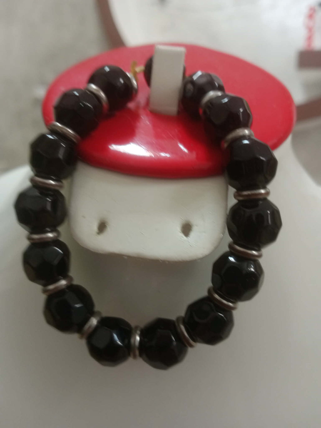 سوار ما أحجار عقيق اسود طبيعي