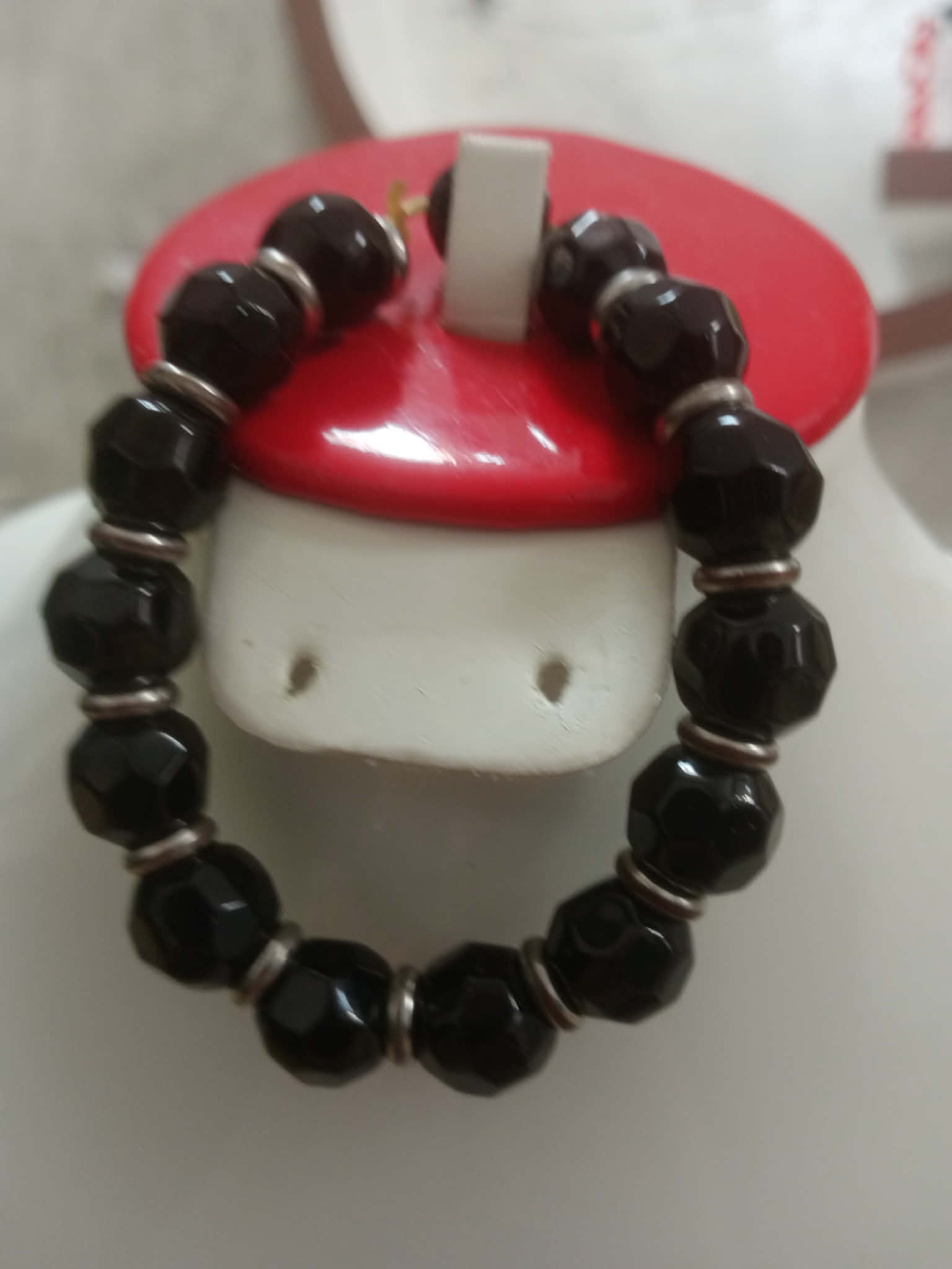 سوار ما أحجار عقيق اسود طبيعي