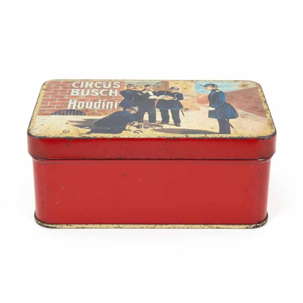 Boîte à bonbons publicitaire pour le cirque houdini busch