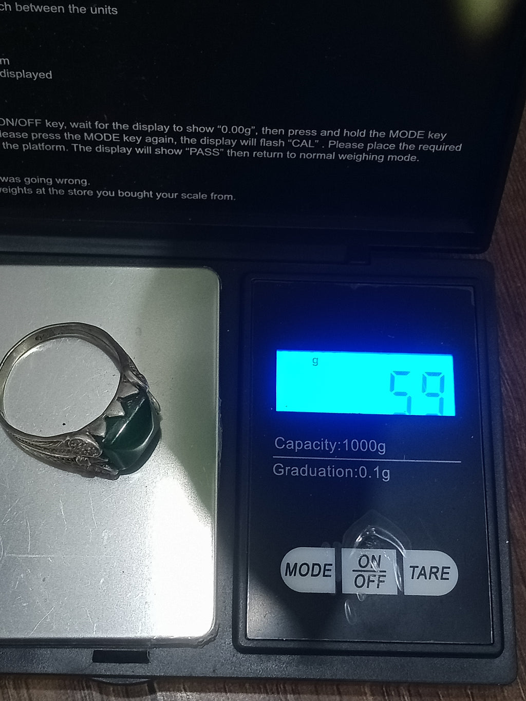 خاتم فضة تحفة بحجر عقيق اخضر